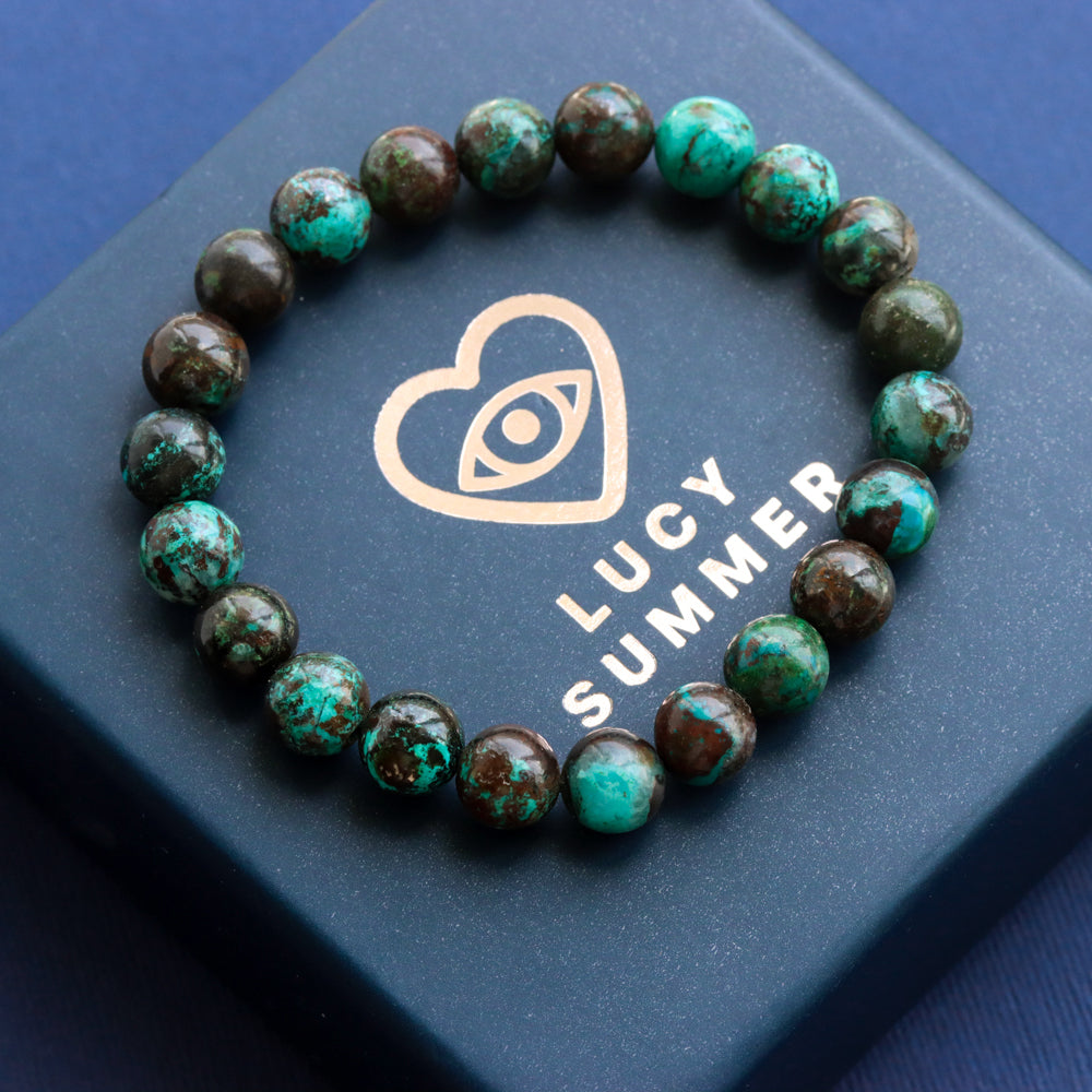 LUCY SUMMER กำไลข้อมือหินแท้ Chrysocolla - คริสโซโคล่า (กำไลหินแท้ รับประกันหินแท้)