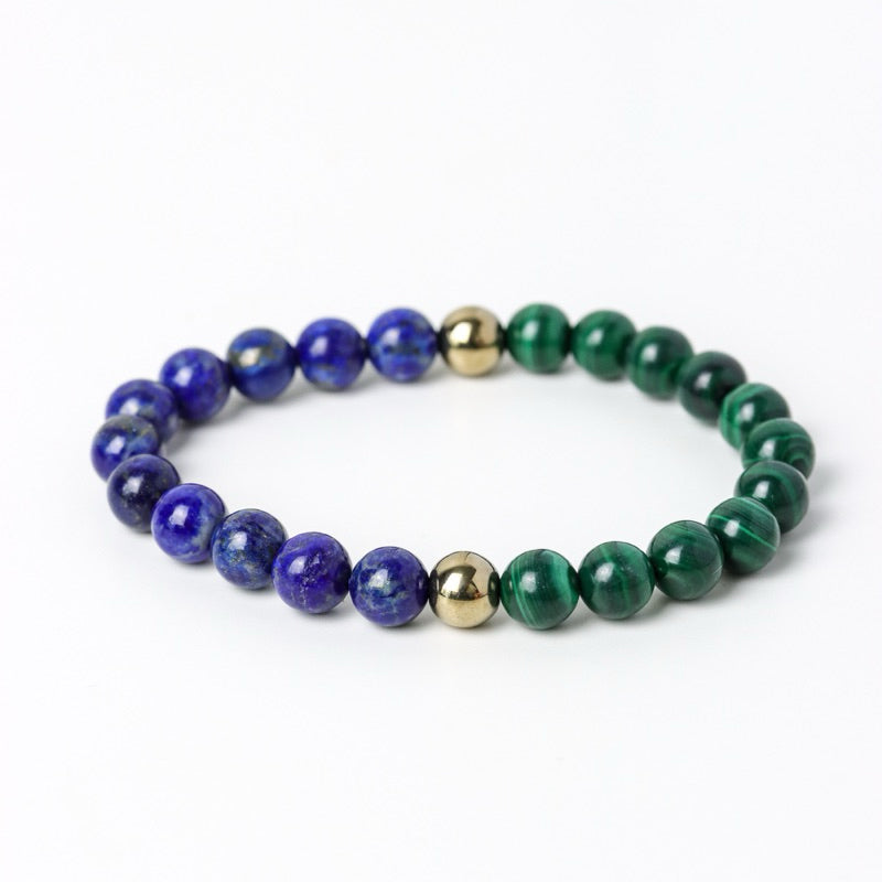 LUCY SUMMER กำไลข้อมือหินแท้ Lapislazuli, Malachite, Pyrite (กำไลหินแท้ รับประกันหินแท้)
