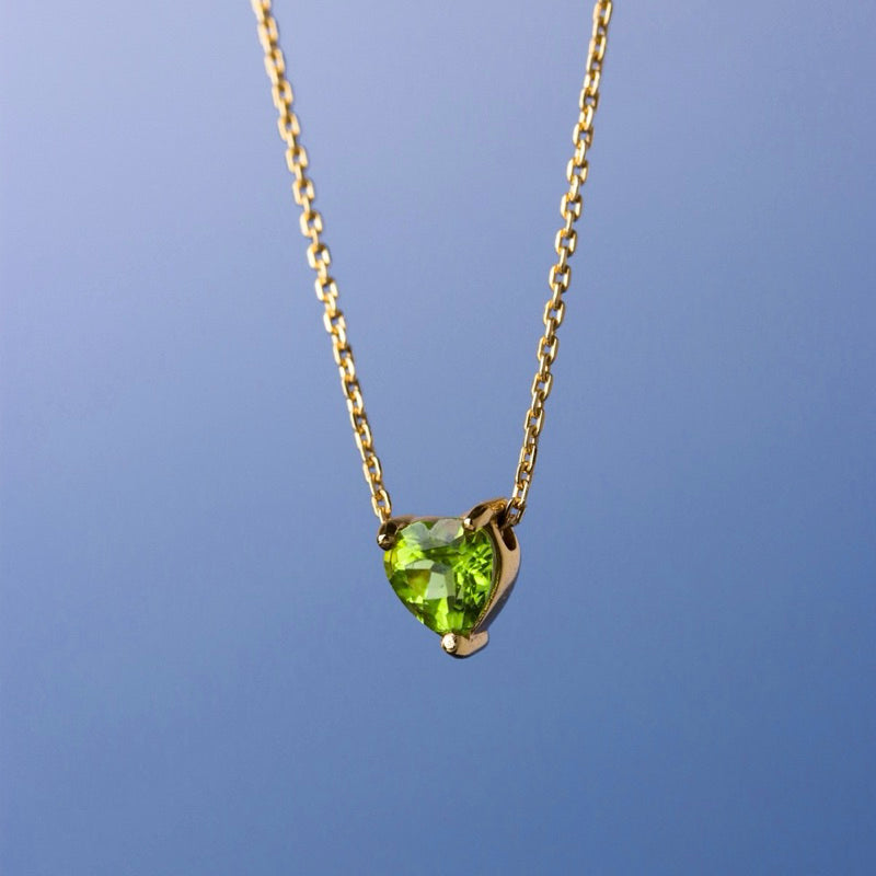 LUCY SUMMER Heart Necklace สร้อยคอ พร้อมจี้หัวใจฝังพลอยแท้ Heart Cut หัวใจ ขนาด 7 มม.