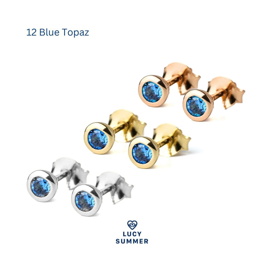 LUCYSUMMER ต่างหูเสริมดวง พลอยประจำวันเกิด Birthstone earrings Silver 925 พลอย cz ขนาด 3 มม. Unisex