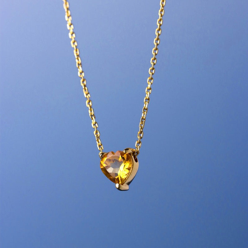 LUCY SUMMER Heart Necklace สร้อยคอ พร้อมจี้หัวใจฝังพลอยแท้ Heart Cut หัวใจ ขนาด 7 มม.