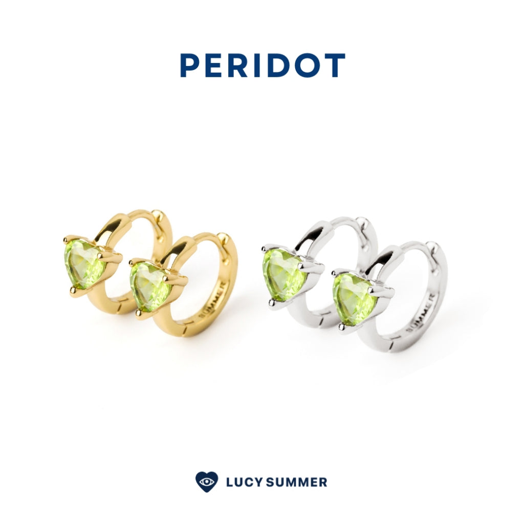 LUCY SUMMER Heart Earrings ต่างหูหัวใจพลอยแท้ รูปทรงหัวใจ ตัวเรือนทำจากเงินแท้ Silver 925 ชุป Gold 18