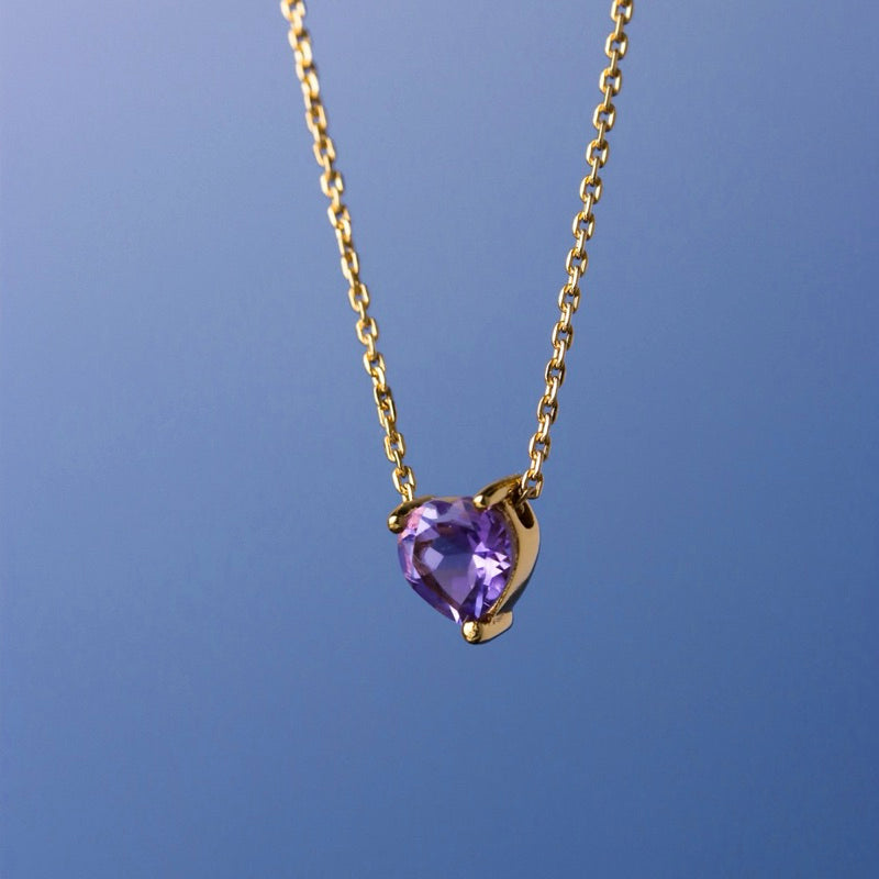 LUCY SUMMER Heart Necklace สร้อยคอ พร้อมจี้หัวใจฝังพลอยแท้ Heart Cut หัวใจ ขนาด 7 มม.