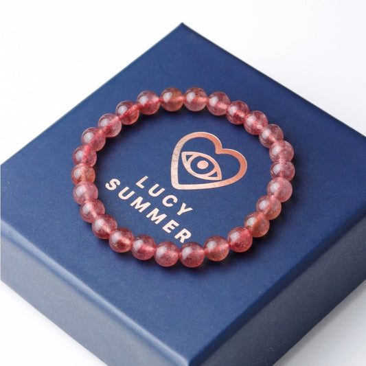 LUCY SUMMER กำไลข้อมือหินแท้ Strawberry Quartz AAAAA (กำไลหินแท้ รับประกันหินแท้)