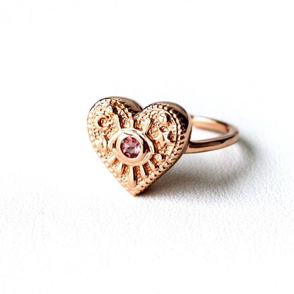 LUNA RING Pinkgold แหวนเงินแท้ พลอยแท้รูปหัวใจ