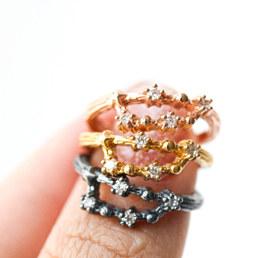 LUCYSUMMER [Gold] แหวนราศี 12 ราศี Zodiac Ring พลอย White Topaz ดีไซน์กลุ่มดาว (ปรับไซส์ได้)