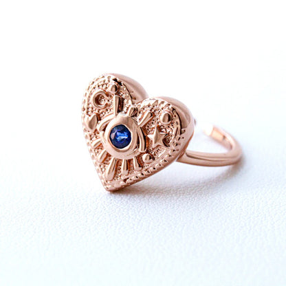 LUNA RING Pinkgold แหวนเงินแท้ พลอยแท้รูปหัวใจ