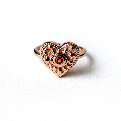 LUNA RING Pinkgold แหวนเงินแท้ พลอยแท้รูปหัวใจ