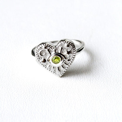 LUNA RING White gold แหวนเงินแท้ พลอยแท้รูปหัวใจ