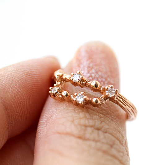 LUCYSUMMER [Pinkgold] แหวนราศี 12 ราศี เสริมดวงปี 2026 พลอย White Topaz ดีไซน์กลุ่มดาว (ปรับไซส์ได้) ของขวัญมงคล