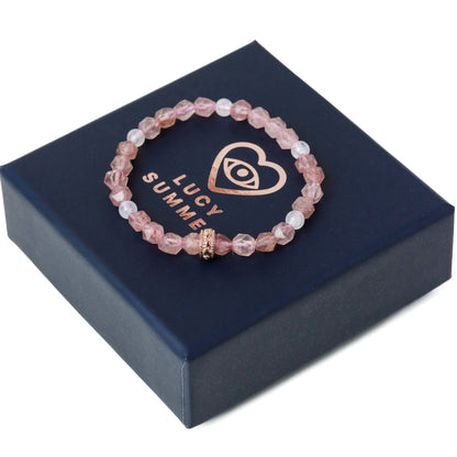 Strawberry Quartz and Moonstone with Spacer Charm Charm