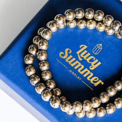 LUCY SUMMER กำไลข้อมือหินแท้  Pyrite - ไพไรท์ (กำไลหินแท้ รับประกันหินแท้)