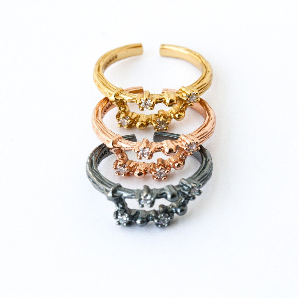 LUCY SUMMER [Pinkgold] Zodiac Rings - แหวนประจำราศี 12 ราศี ตัวเรือนเงินแท้ ฟรีไซส์