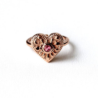 LUNA RING Pinkgold แหวนเงินแท้ พลอยแท้รูปหัวใจ