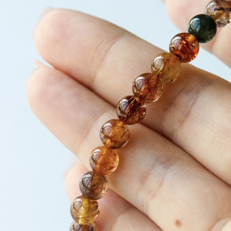 Multi-Rutiled Quartz กำไลข้อมือหินแท้ ไหม 5 สี AAAAA Beads Bracelet