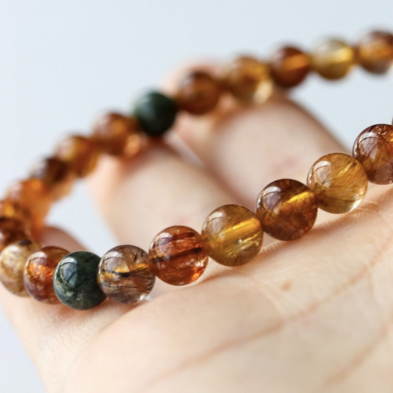 Multi-Rutiled Quartz กำไลข้อมือหินแท้ ไหม 5 สี AAAAA Beads Bracelet