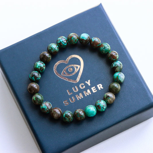 LUCY SUMMER กำไลข้อมือหินแท้ Chrysocolla - คริสโซโคล่า (กำไลหินแท้ รับประกันหินแท้)