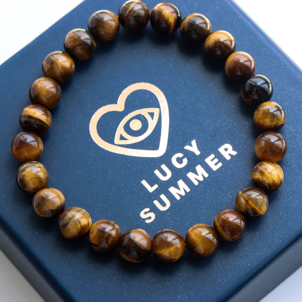 LUCY SUMMER กำไลข้อมือหินแท้ Tiger eye - ไทเกอร์ อาย (กำไลหินแท้ รับประกันหินแท้)