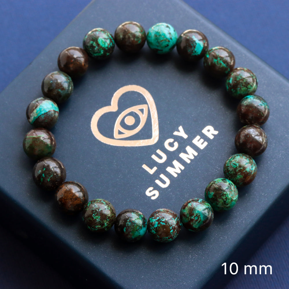 LUCY SUMMER กำไลข้อมือหินแท้ Chrysocolla - คริสโซโคล่า (กำไลหินแท้ รับประกันหินแท้)