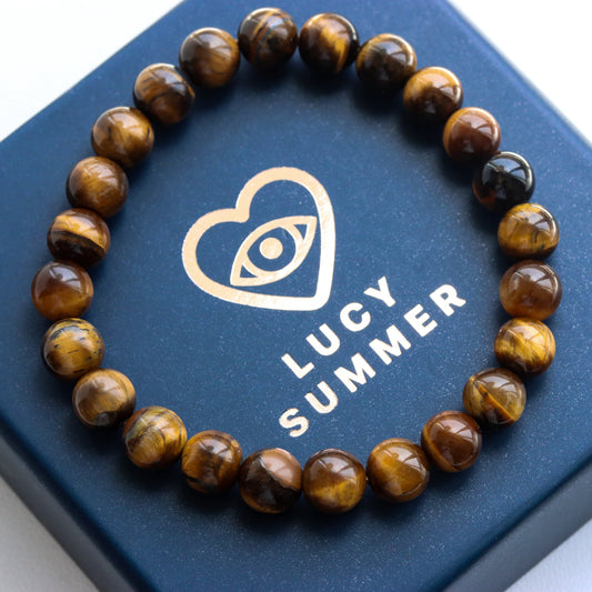 LUCY SUMMER กำไลข้อมือหินแท้ Tiger eye - ไทเกอร์ อาย (กำไลหินแท้ รับประกันหินแท้)