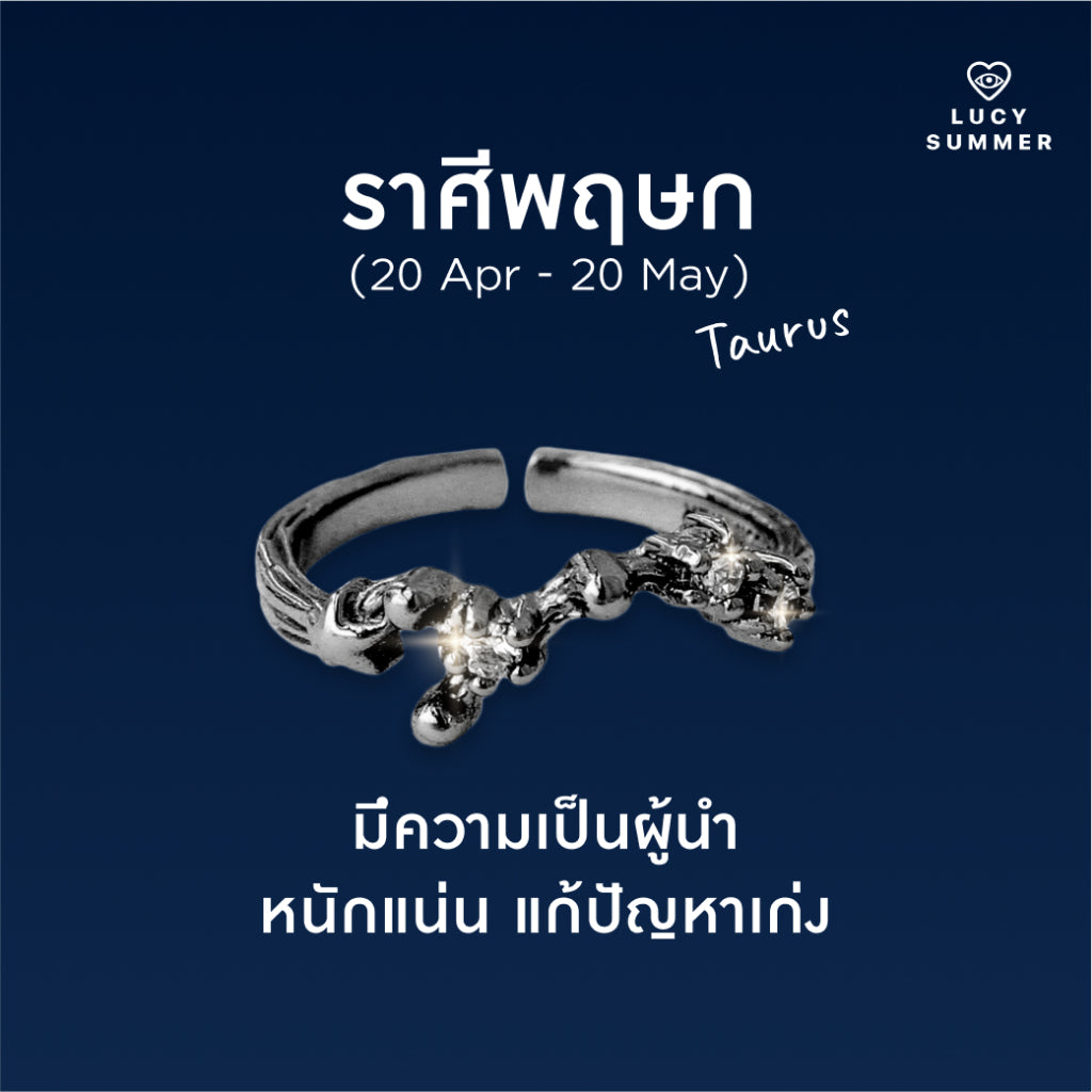 LUCY SUMMER [Black Rhuthinium] Zodiac Rings - แหวนประจำราศี 12 ราศี ตัวเรือนเงินแท้ ฟรีไซส์