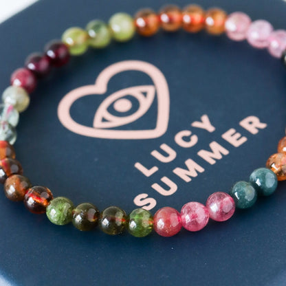 LUCY SUMMER Top Quality Premium AAAAAAAA Tourmaline Multicolor - กำไลข้อมือหินแท้ทัวร์มาลีน รวมสี