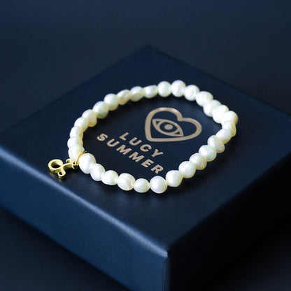 LUCY SUMMER Natural Pearl bracelet กำไลข้อมือมุกแท้ พร้อมจี้ประจำ 12 ราศี