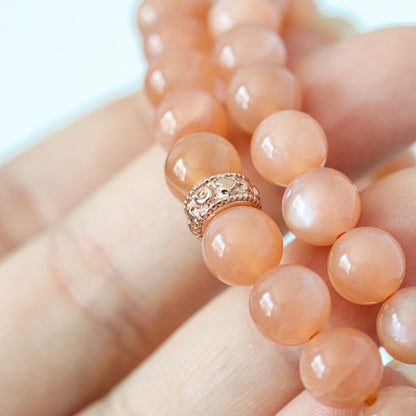 LUCY SUMMER กำไลข้อมือหิน Peach Moonstone พีชมูนสโตน ขนาด 8 มม
