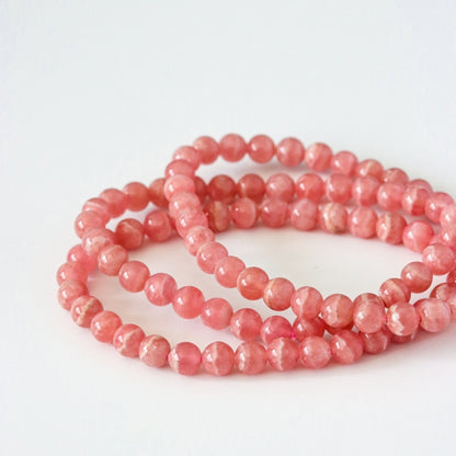 กำไลข้อมือหินแท้ Rhodochrosite 5 mm premium AAA / โรโดโครไซต์ เกรดพรีเมี่ยม ขนาด 5 มม (กำไลหินแท้ รับประกันหินแท้)