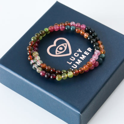 LUCY SUMMER Top Quality Premium AAAAAAAA Tourmaline Multicolor - กำไลข้อมือหินแท้ทัวร์มาลีน รวมสี