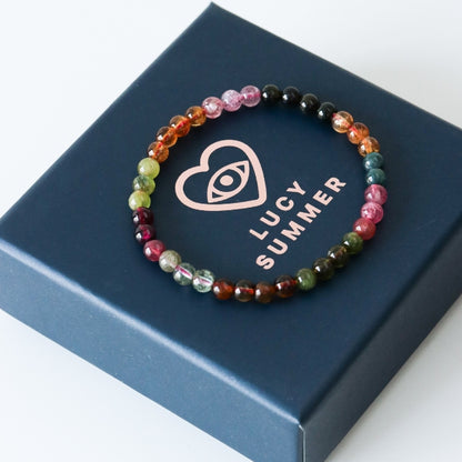 LUCY SUMMER Top Quality Premium AAAAAAAA Tourmaline Multicolor - กำไลข้อมือหินแท้ทัวร์มาลีน รวมสี