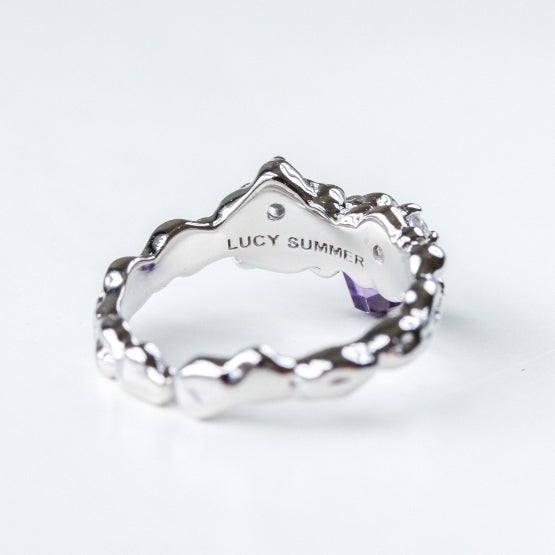 LUCY SUMMER Magic Crystal แหวนพลอยแท้ Amethyst Crystal ประดับพลอย White Topaz