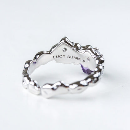 LUCY SUMMER Magic Crystal แหวนพลอยแท้ Amethyst Crystal ประดับพลอย White Topaz