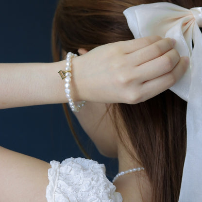 LUCY SUMMER Natural Pearl bracelet กำไลข้อมือมุกแท้ พร้อมจี้ประจำ 12 ราศี