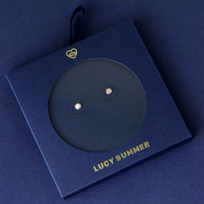 LUCYSUMMER ต่างหูเสริมดวง พลอยประจำวันเกิด Birthstone earrings Silver 925 พลอย cz ขนาด 3 มม. Unisex