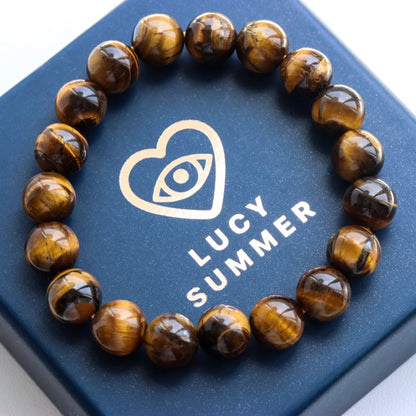 LUCY SUMMER กำไลข้อมือหินแท้ Tiger eye - ไทเกอร์ อาย (กำไลหินแท้ รับประกันหินแท้)