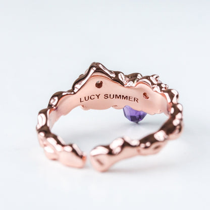LUCY SUMMER Magic Crystal แหวนพลอยแท้ Amethyst Crystal ประดับพลอย White Topaz