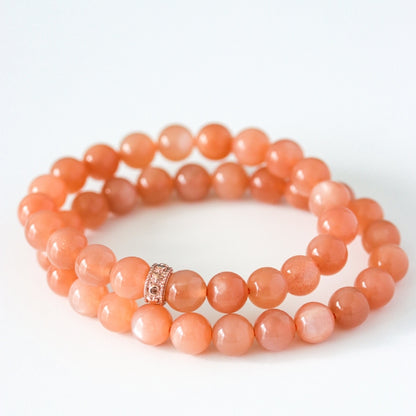 LUCY SUMMER กำไลข้อมือหิน Peach Moonstone พีชมูนสโตน ขนาด 8 มม