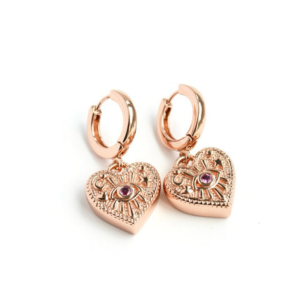 LUCY SUMMER ต่างหูห่วง ห้อยจี้รูปหัวใจ ฝังพลอย เงินแท้ (รุ่น LUNA LOVE Earrings Silver 925)