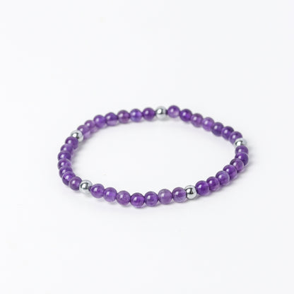 LUCY SUMMER กำไลข้อมือหิน Amethyst คั่นด้วย Hematite หรือ Pyrite ขนาด 4 มม.