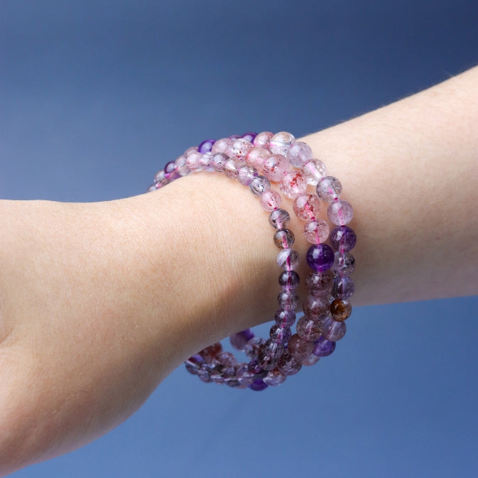 LUCY SUMMER กำไลข้อมือหินแท้ Super Seven - ซุปเปอร์ เซเว่น Premium (กำไลหินแท้ รับประกันหินแท้)