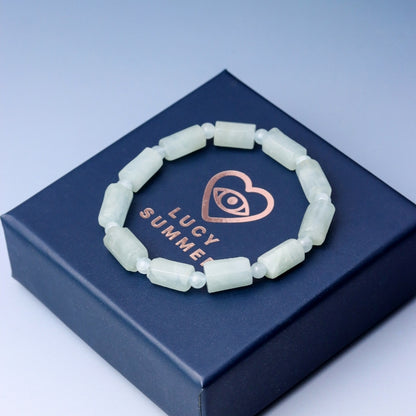 LUCY SUMMER กำไลข้อมือหินแท้ Aquamarine Block 7*12 mm.