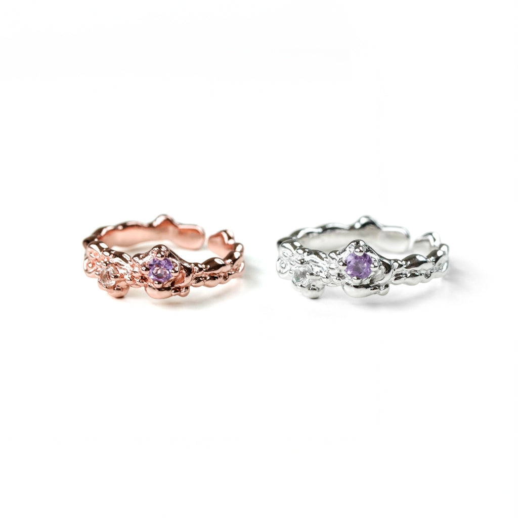 LUCYSUMMER Magic Ring แหวนพลอยแท้ 2 เม็ด ตัวเรือน Silver 925