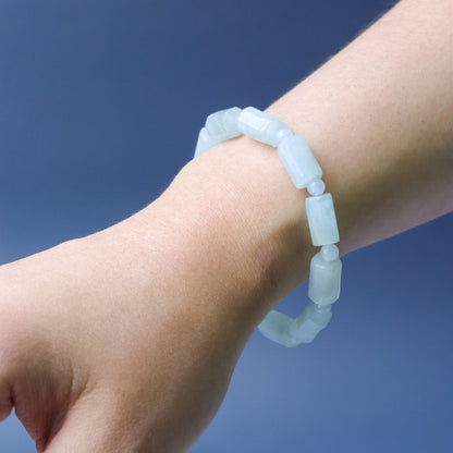 LUCY SUMMER กำไลข้อมือหินแท้ Aquamarine Block 7*12 mm.