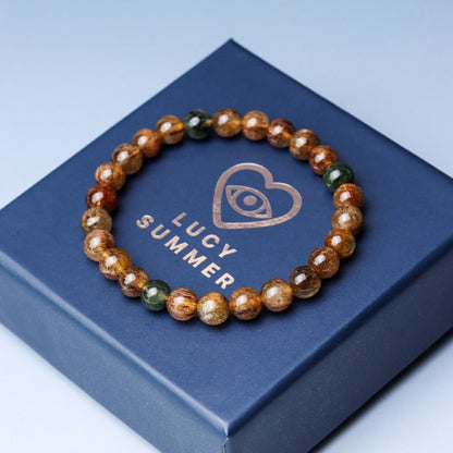LUCYSUMMER กำไลข้อมือหินแท้ ไหม 5 สี จักรพรรดิ์ Premium AAAAA Multicolor Rutilated Quartz (กำไลหินแท้ รับประกันหินแท้)
