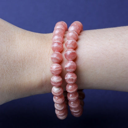 กำไลข้อมือหินแท้ Rhodochrosite โรโดโครไซต์ เกรดpremium AAAAA ขนาด 7-8 มม