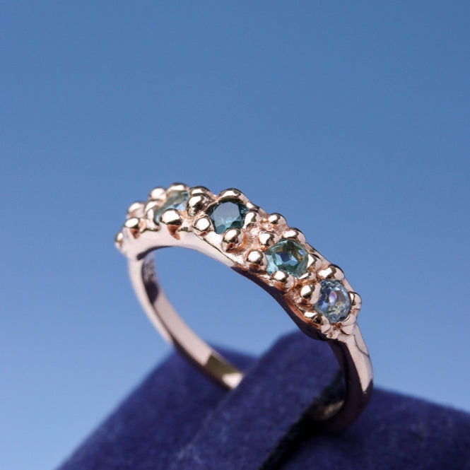 LUCY SUMMER Promise Rings – แหวนพลอยแท้ Tourmaline ไล่สี 5 เม็ด (แหวนโอกาสพิเศษ วันครบรอบ แหวนหมั้น)