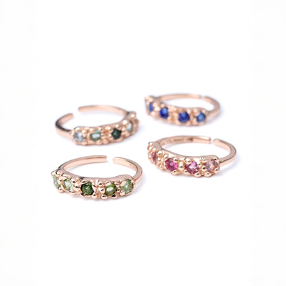 LUCY SUMMER Promise Rings – แหวนพลอยแท้ Tourmaline ไล่สี 5 เม็ด (แหวนโอกาสพิเศษ วันครบรอบ แหวนหมั้น)