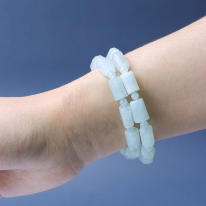 LUCY SUMMER กำไลข้อมือหินแท้ Aquamarine Block 7*12 mm.