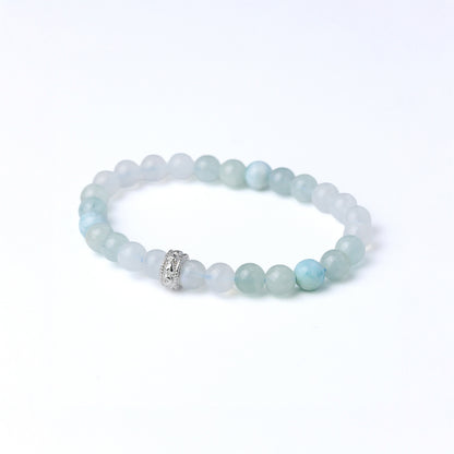 LUCY SUMMER กำไลข้อมือหินแท้ Larimar Aquamarine และ Moonstone ขนาด 6 มม.